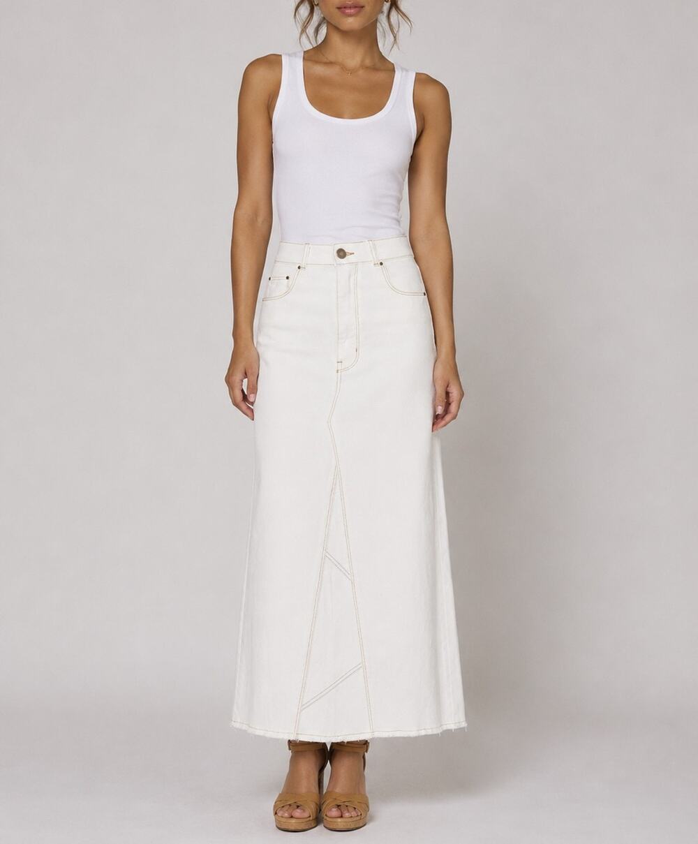 Spell & The Gypsy NWT Eve Salt Denim Midi Maxi Skirt Size XS $209